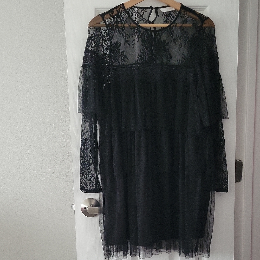 Zara Black Lace Long Sleeve Dress